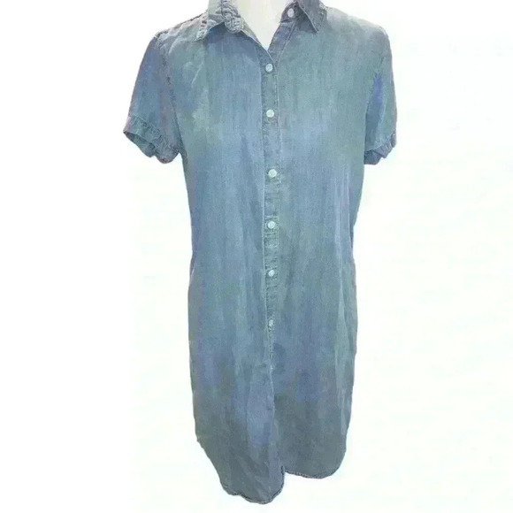 ALLEN B  Dress Women's Size Medium Blue Denim Button Up Shirt - Picture 2 of 7